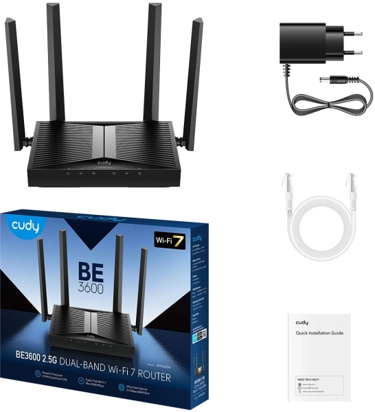 Роутер беспроводной Cudy WR3600H BE3600 100/1000/2500BASE-T черный