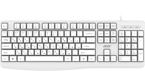 Клавиатура Acer OKW301 белый USB Multimedia (ZL.KBDCC.01B) кабель 1.8м