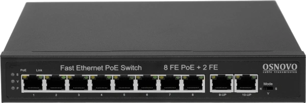 Коммутатор Osnovo SW-21000(120W) (L2) 10x100Мбит/с 8PoE 120W неуправляемый