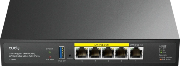 Контроллер Cudy C200P 10/100/1000BASE-TX черный