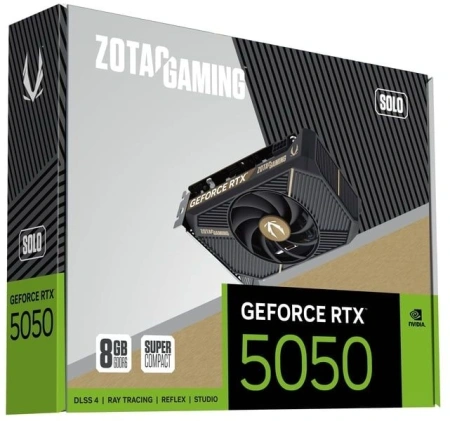 Видеокарта Zotac PCI-E 5.0 RTX 5050 SOLO 8GB NVIDIA GeForce RTX 5050 8Gb 128bit GDDR6 2572/20000 HDMIx1 DPx3 HDCP Ret
