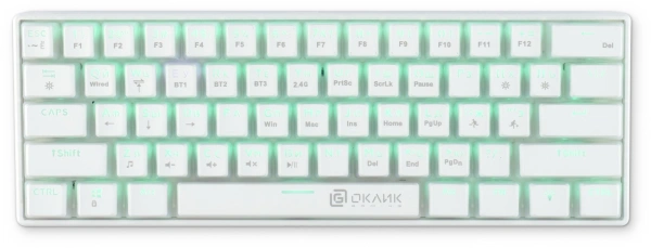 Клавиатура Оклик K763W механическая белый USB беспроводная BT/Radio Multimedia for gamer LED (1920562)