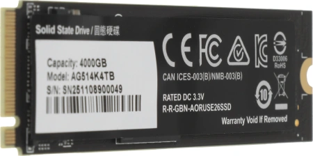 Накопитель SSD Gigabyte PCIe 5.0 x4 4000GB AG514K4TB Aorus Gen5 14000 M.2 2280