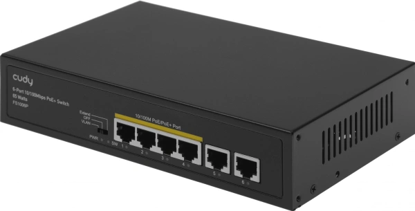 Коммутатор Cudy FS1006P (L2) 6x100Мбит/с 4PoE+ 60W неуправляемый