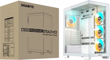 Корпус Gigabyte GB-C500PI ST белый без БП ATX 6x120mm 3x140mm 2xUSB3.0 audio bott PSU