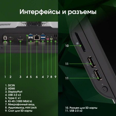 Моноблок Digma Pro Vision 23.8" Full HD Ryzen 3 5425U (2.7) 16Gb SSD512Gb RGr CR Windows 11 Pro Eth WiFi BT 90W клавиатура мышь Cam черный 1920x1080