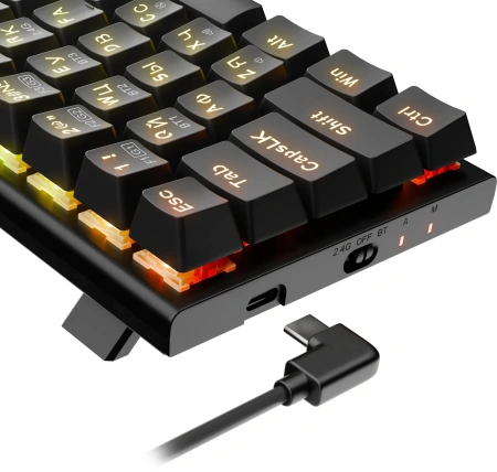 Клавиатура Redragon Ryze Pro механическая черный USB беспроводная BT/Radio Multimedia for gamer LED (71394) кабель 1.8м