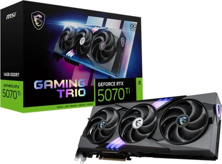 Видеокарта MSI PCI-E 5.0 RTX 5070 TI 16G GAMING TRIO OC NVIDIA GeForce RTX 5070TI 16Gb 256bit GDDR7 2572/28000 HDMIx1 DPx3 HDCP Ret