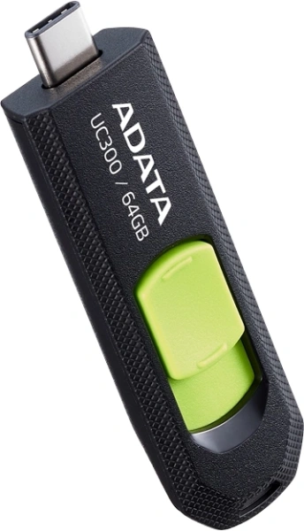 Флеш Диск A-Data 64Gb Type-C UC300 ACHO-UC300-64G-RBK/GN USB3.2 черный/зеленый
