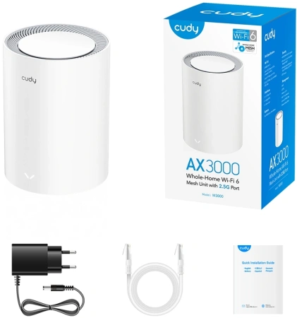 Бесшовный Mesh роутер Cudy M3000 (M3000(1-PACK) WHITE) AX3000 10/100/1000/2500BASE-T белый