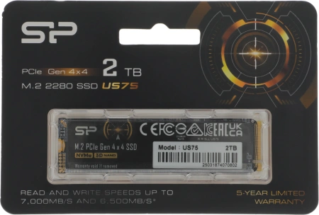 Накопитель SSD Silicon Power PCIe 4.0 x4 2TB SP02KGBP44US7505 US75 M.2 2280