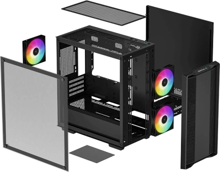 Корпус Deepcool CC360 ARGB черный без БП mATX 5x120mm 4x140mm 1xUSB2.0 1xUSB3.0 audio bott PSU