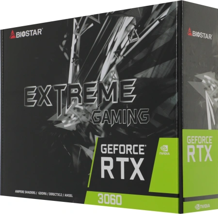 Видеокарта Biostar PCI-E 4.0 RTX3060-12GB NVIDIA GeForce RTX 3060 12Gb 192bit GDDR6 1320/15000 HDMIx1 DPx3 HDCP Ret