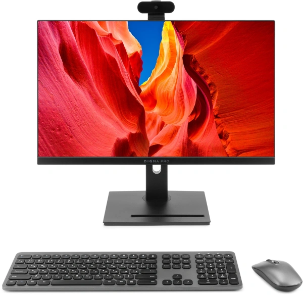 Моноблок Digma Pro Vision 23.8" Full HD i7 1255U (1.7) 16Gb SSD512Gb Iris Xe CR Windows 11 Pro Eth WiFi BT 90W клавиатура мышь Cam черный 1920x1080