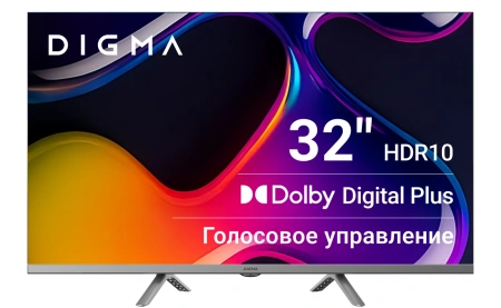 Телевизор LED Digma 32" DM-LED32SBB39 Android TV Frameless Metal темно-серебристый/серебристый HD 60Hz DVB-T DVB-T2 DVB-C DVB-S DVB-S2 USB WiFi Smart TV