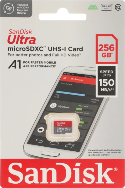 Флеш карта microSDXC 256GB Sandisk SDSQUAC-256G-GN6MN Ultra w/o adapter