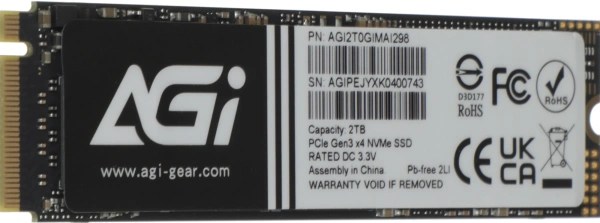 Накопитель SSD AGi PCIe 3.0 x4 2TB AGI2T0GIMAI298-CB AI298 M.2 2280