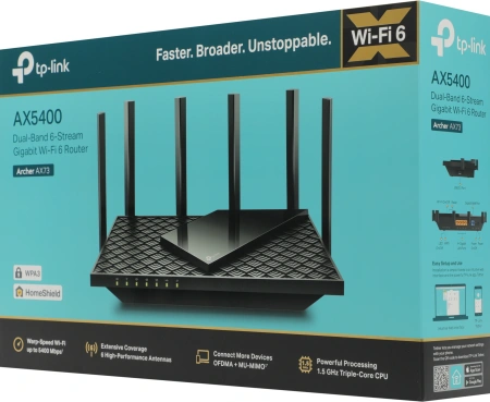 Роутер беспроводной TP-Link Archer AX73 AX5400 10/100/1000BASE-TX черный