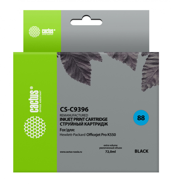 Картридж струйный Cactus CS-C9396 №88 черный (72мл) для HP DJ Pro K550 с чипом