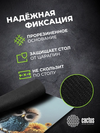 Коврик для мыши Cactus Owl gray рисунок 300x250x3мм (CS-MP-D12M)