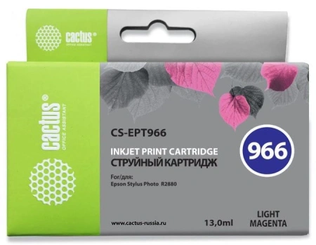 Картридж струйный Cactus CS-EPT966 T0966 светло-пурпурный (13мл) для Epson Stylus Photo R2880 с чипом