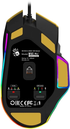 Мышь A4Tech Bloody W95 Max Sports желтый/серый оптическая 12000dpi USB 10but (W95 MAX SPORTS LIME)