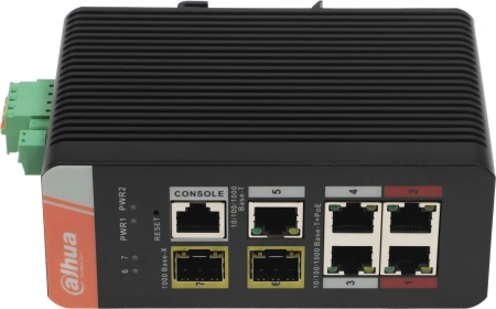 Коммутатор Dahua DH-IS4207-4GT-120 (L2) 1x100Мбит/с 4x1Гбит/с 2SFP 4PoE 120W управляемый