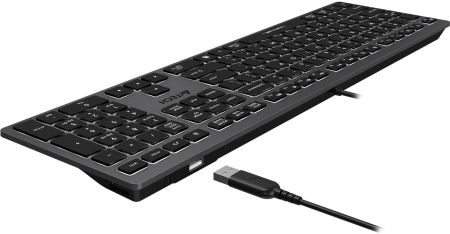 Клавиатура A4Tech FX60H серый USB slim LED (FX60H GREY/WHITE) кабель 1.5м