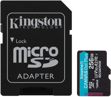 Флеш карта microSDXC 256GB Kingston SDCG4/256GB Canvas Go! Plus A2 + adapter