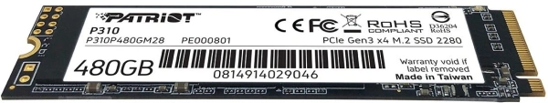 Накопитель SSD Patriot PCIe 3.0 x4 480GB P310P480GM28 P310 M.2 2280