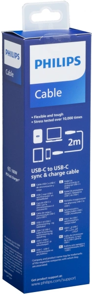 Кабель Philips DLC9102 USB Type-C (m)-USB Type-C (m) 2м черный коробка (упак.:1шт)