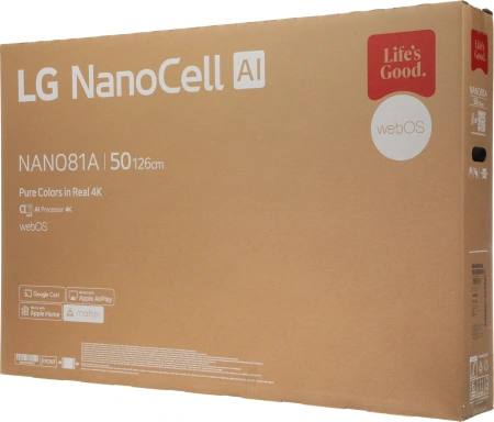 Телевизор LED LG 50" 50NANO81A6A.ARUG черный 4K Ultra HD 60Hz DVB-T DVB-T2 DVB-C DVB-S DVB-S2 USB WiFi Smart TV