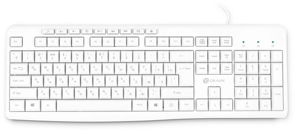 Клавиатура Оклик 305M белый USB Multimedia (1875227)