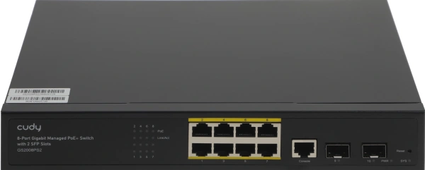 Коммутатор Cudy GS2008PS2 (L2) 8x1Гбит/с 2SFP 8PoE+ 120W управляемый