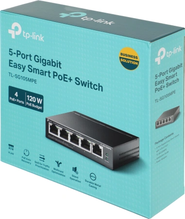 Коммутатор TP-Link TL-SG105MPE (L2) 5x1Гбит/с 4PoE+ 120W неуправляемый