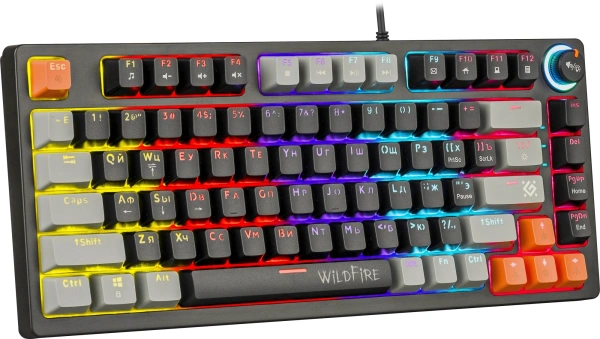 Клавиатура Defender Wildfire GK-213 механическая черный/серый USB Multimedia for gamer LED (45213) кабель 1.5м