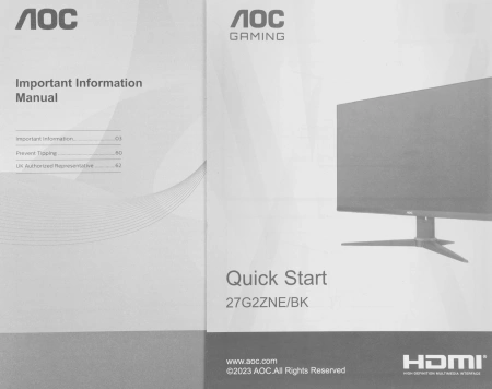 Монитор AOC 27" Gaming 27G2ZNE черный/красный VA LED 16:9 HDMI матовая Piv 250cd 178гр/178гр 1920x1080 240Hz FreeSync Premium Pro DP FHD 5.5кг