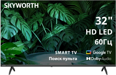 Телевизор LED Skyworth 32" 32E55G Google TV Frameless черный/черный HD 60Hz DVB-T DVB-T2 DVB-C DVB-S DVB-S2 USB WiFi Smart TV