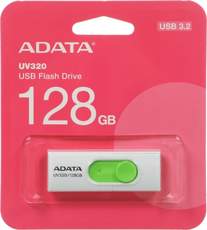 Флеш Диск A-Data 128GB UV320 AUV320-128G-RWHGN USB3.2 белый/зеленый