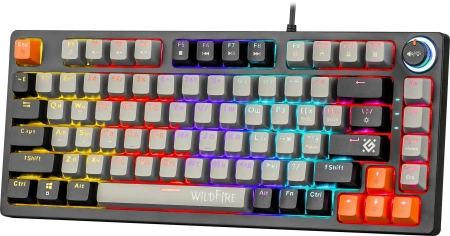 Клавиатура Defender Wildfire GK-213 механическая серый/черный USB Multimedia for gamer LED (45214) кабель 1.5м