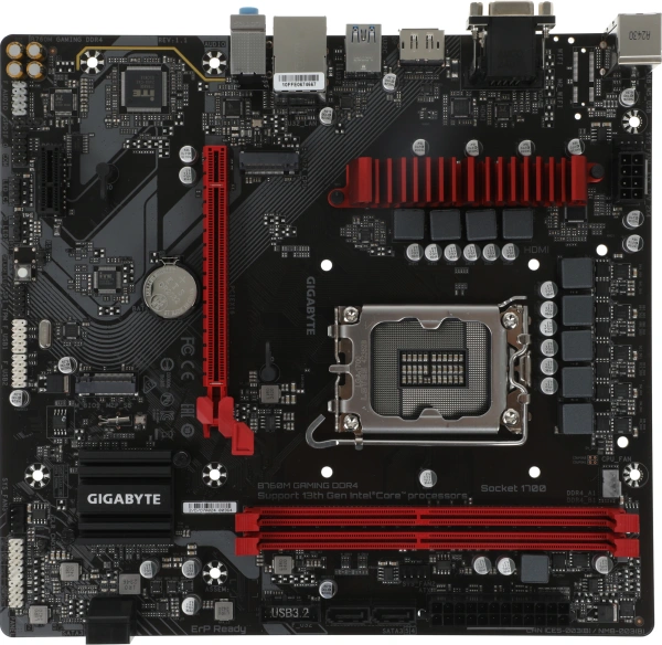 Материнская плата Gigabyte B760M GAMING DDR4 Soc-1700 Intel B760 2xDDR4 mATX AC`97 8ch(7.1) 2.5Gg RAID+VGA+HDMI+DP
