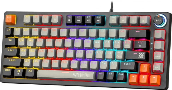 Клавиатура Defender Wildfire GK-213 механическая серый/черный USB Multimedia for gamer LED (45214) кабель 1.5м