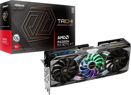 Видеокарта Asrock PCI-E 5.0 RX9070XT TC 16GO AMD Radeon RX 9070XT 16Gb 256bit GDDR6 2570/20000 HDMIx1 DPx3 HDCP Ret