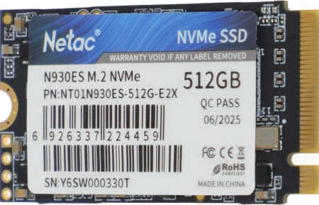 Накопитель SSD Netac PCIe 3.0 x2 512GB NT01N930ES-512G-E2X N930ES M.2 2242