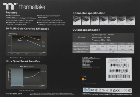 Блок питания Thermaltake ATX 650W Toughpower GF A3 Gen.5 80+ gold (20+4pin) APFC 120mm fan 8xSATA Cab Manag RTL