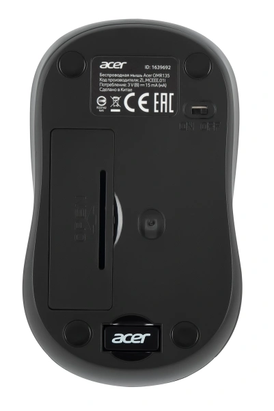 Мышь Acer OMR135 зеленый оптическая 1000dpi беспров. USB для ноутбука 3but (ZL.MCEEE.01I)
