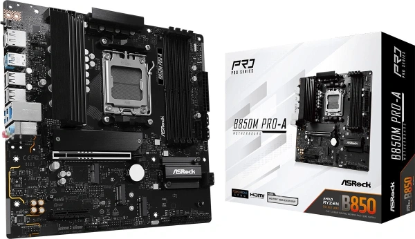 Материнская плата Asrock B850M PRO-A Socket AM5 AMD B850 4xDDR5 mATX AC`97 8ch(7.1) 2.5Gg RAID+HDMI+DP