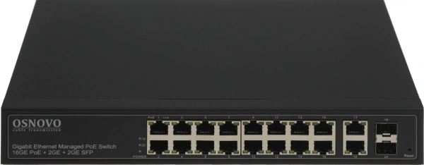 Коммутатор Osnovo SW-8182/L(300W) (L2+) 20x1Гбит/с 2SFP 16PoE 300W управляемый