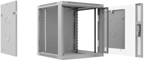 Шкаф коммутационный Cabeus (SH-05F-9U60/60) настенный 9U 600x600мм пер.дв.стекл 60кг серый 540мм 20кг 501мм IP20 сталь