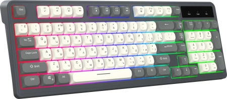 Клавиатура Оклик 731G серый/белый USB Multimedia for gamer LED кабель 1.5м